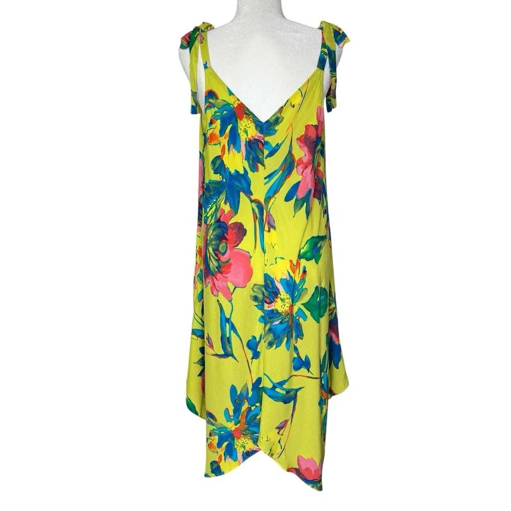 NWT Sam And Jess L‎ Dress Floral Bow Tie Asymmetrical Beachy Lightweight Flowy